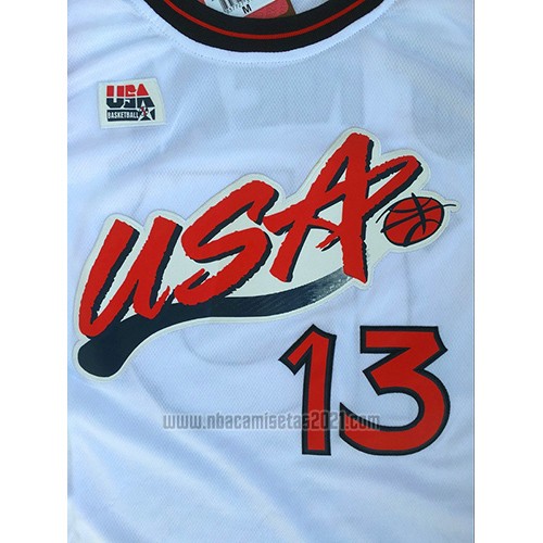 Camiseta USA 1996 Shaquille O'Neal #13 Blanco
